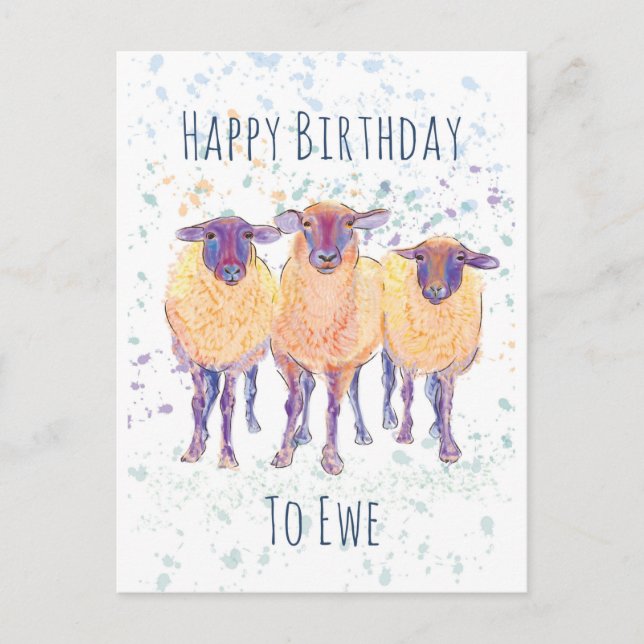 Postal Cartão de Aniversário Para Ovelha (Frente)