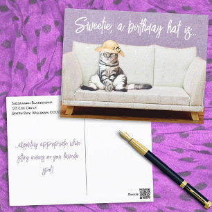 Postal Cartão de aniversário personalizado com chapéu sol