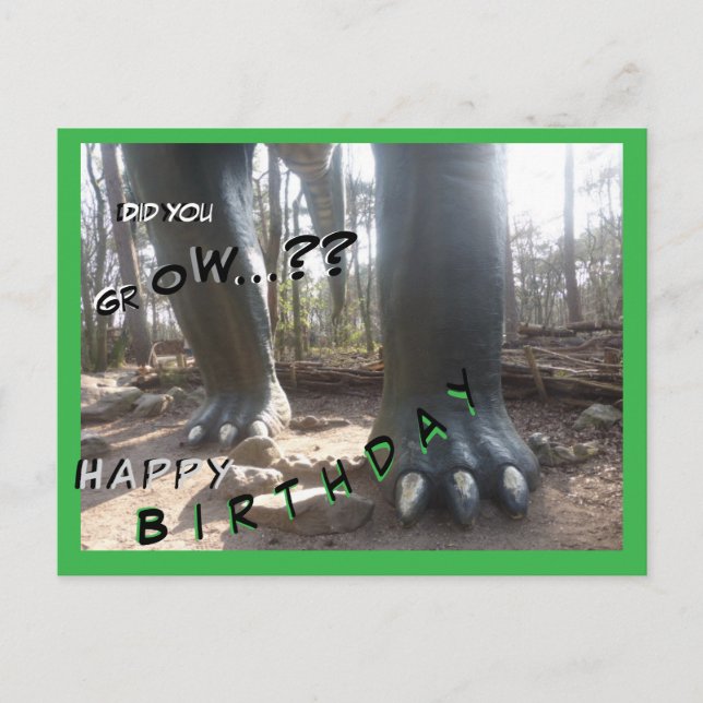 Postal Cartão de aniversário personalizado com dinossauro (Frente)