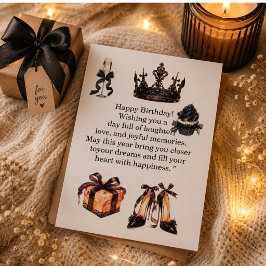 Postal Cartão de Aniversário Preto Dourado de Luxo para E