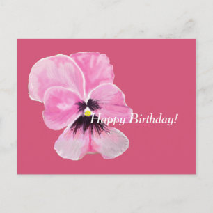 Postal Cartão de Aniversário Rosa Pansado
