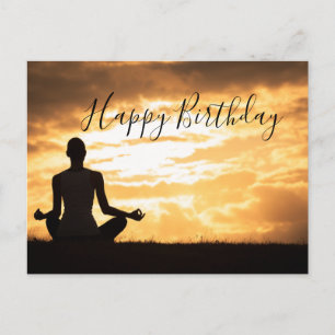 Postal Cartão de aniversário silhueta de meditação Yoga
