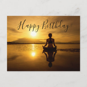 Postal Cartão de aniversário silhueta de meditação Yoga