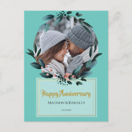 Postal Cartão de Aniversário Teal Incrível Floral