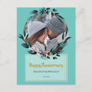 Postal Cartão de Aniversário Teal Incrível Floral