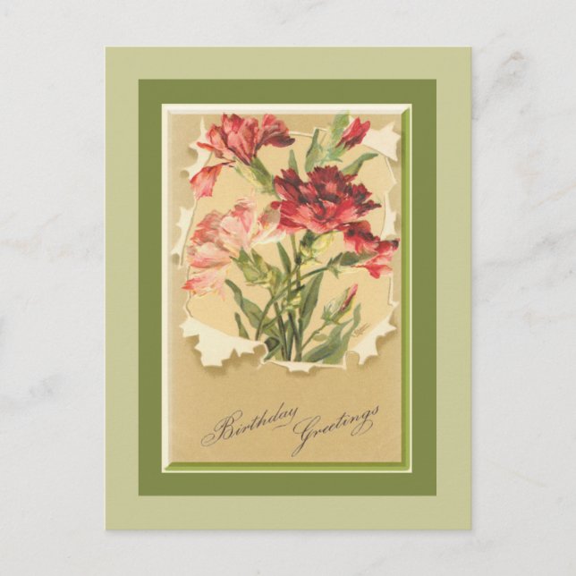 Postal Cartão de Aniversário Vintage (Frente)