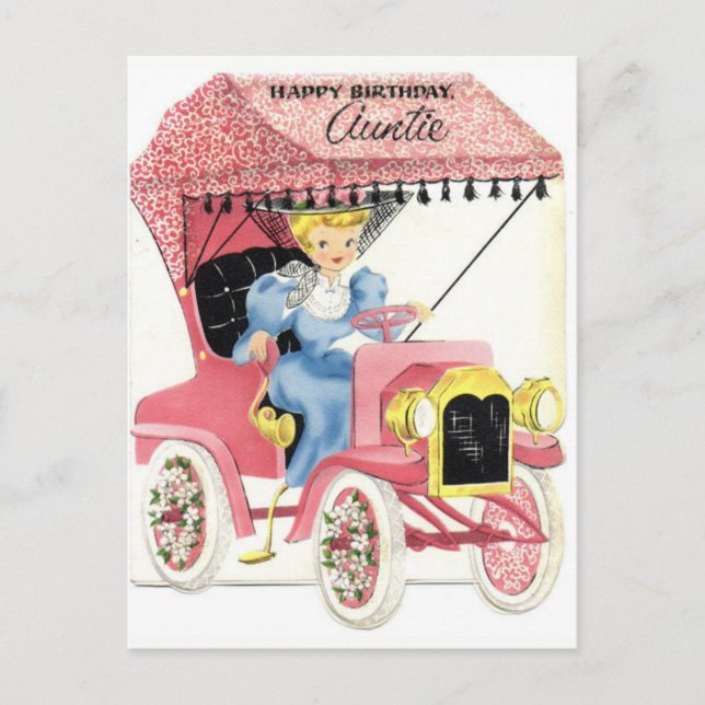 Postal Cartão de Aniversário Vintage (Frente)