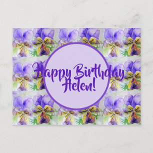 Postal Cartão de Aniversário Viola floral senhoras Nome P