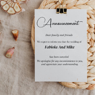 Postal Cartão de anúncio de cancelamento de casamento per