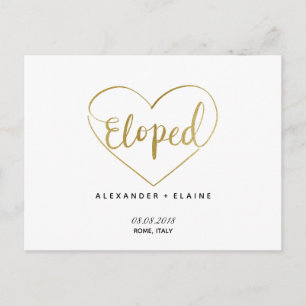 Postal Cartão de Anúncio de Casamento de Texto Elotado co