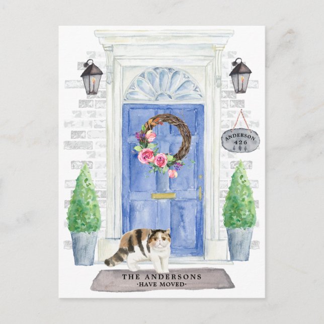 Postal Cartão de Anúncio de Mudança com Gato Exótico de P (Frente)