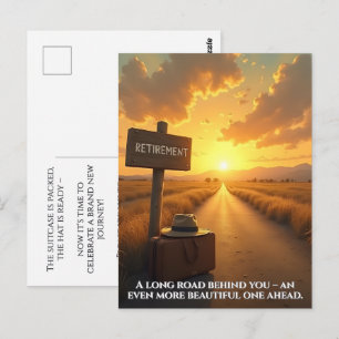 Postal Cartão de Aposentadoria com Estrada do Pôr do Sol 
