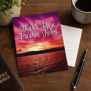 Postal Cartão de Apreciação ao Pastor Por do Sol Rosa O
