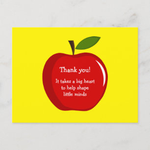 Postal Cartão de Apreciação de Professores Red Apple