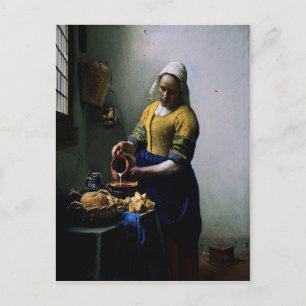 Postal Cartão de Arte - "A Cozinha Maid" por Johannes Ver