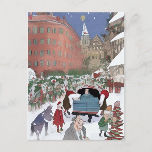 Postal Cartão de Arte de Boston no Natal (Frente)
