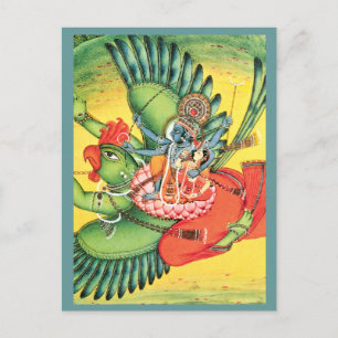 Postal Cartão de Arte Hindu Vishnu Azul
