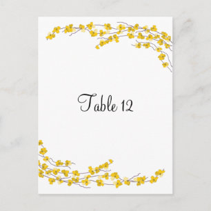 Postal Cartão de Assento da Mesa com Flores Amarelo Doura
