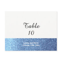 Cartão de Assento de Mesa com Brilho Azul Falso