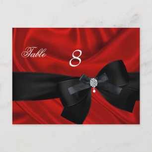 Postal Cartão de Assento Número da Mesa Preto Vermelho
