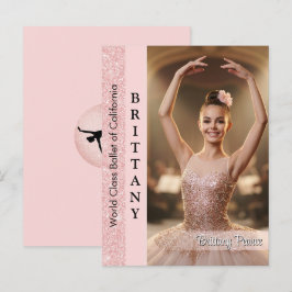 Postal Cartão de Autógrafo de Dança com Brilho em Rose Go