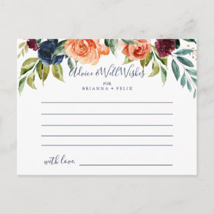 Postal Cartão de Aviso de Casamento Floral Multicolor Ele