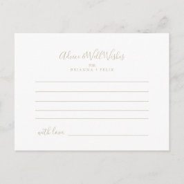 Postal Cartão de Aviso de Casamento Minimalista Dourado