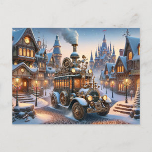 Postal Cartão de Barramento de Natal Steampunk