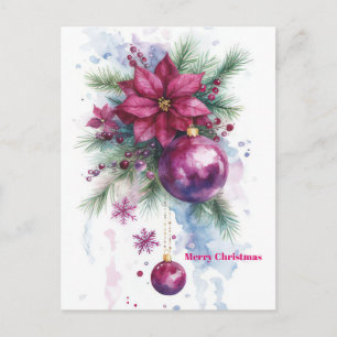 Postal Cartão de Boas Festas com Enfeites de Natal