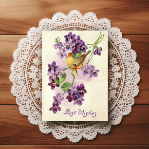 Postal Cartão de Boas Festas de Aniversário Vintage do In