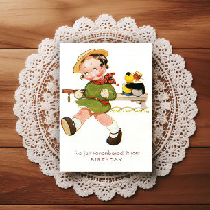 Postal Cartão de Boas Festas de Aniversário Vintage do In