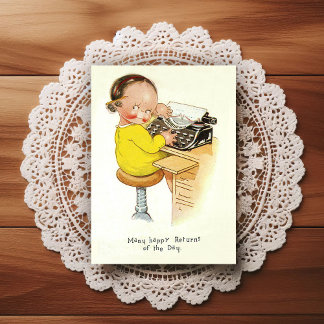 Postal Cartão de Boas Festas de Aniversário Vintage do In