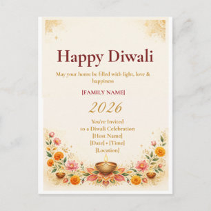 Postal Cartão de Boas Festas de Diwali Elegante