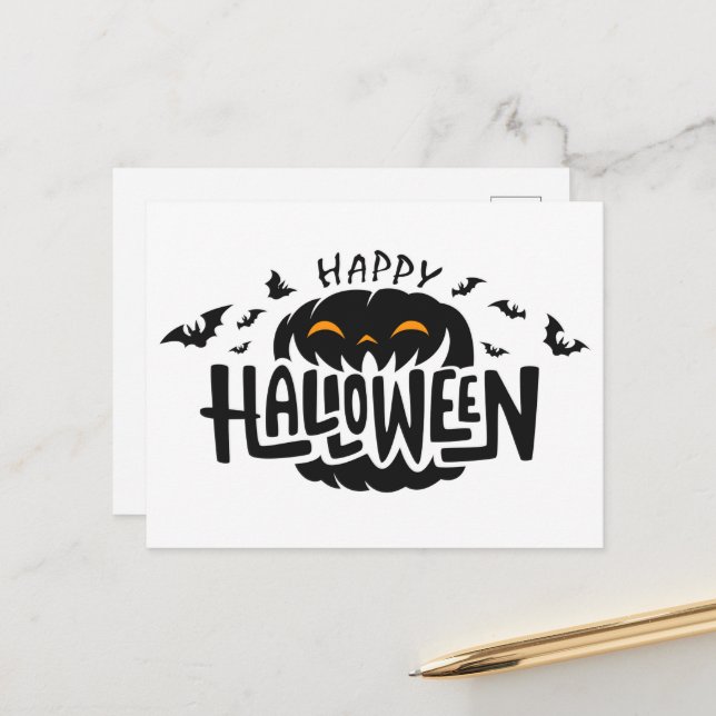 Postal Cartão de Boas Festas de Halloween (Frente/Verso In Situ)