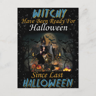 Postal Cartão de Boas Festas de Halloween da Whitchy