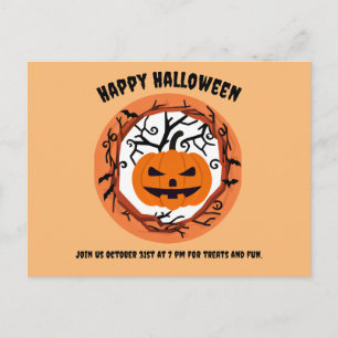 Postal Cartão de Boas Festas de Halloween de Abóbora Assu