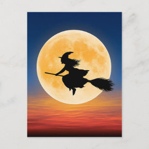 Postal Cartão de Boas Festas de Halloween de Bruxa Assust