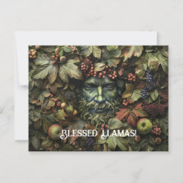 Postal Cartão de Boas Festas de Lammas do Homem Verde