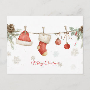 Postal Cartão de Boas Festas de Natal com Grinalda Festiv