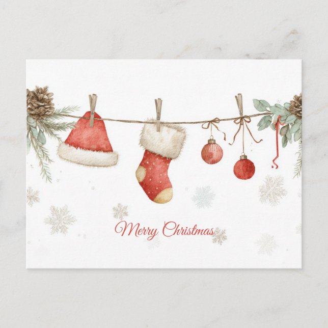 Postal Cartão de Boas Festas de Natal com Grinalda Festiv (Frente)