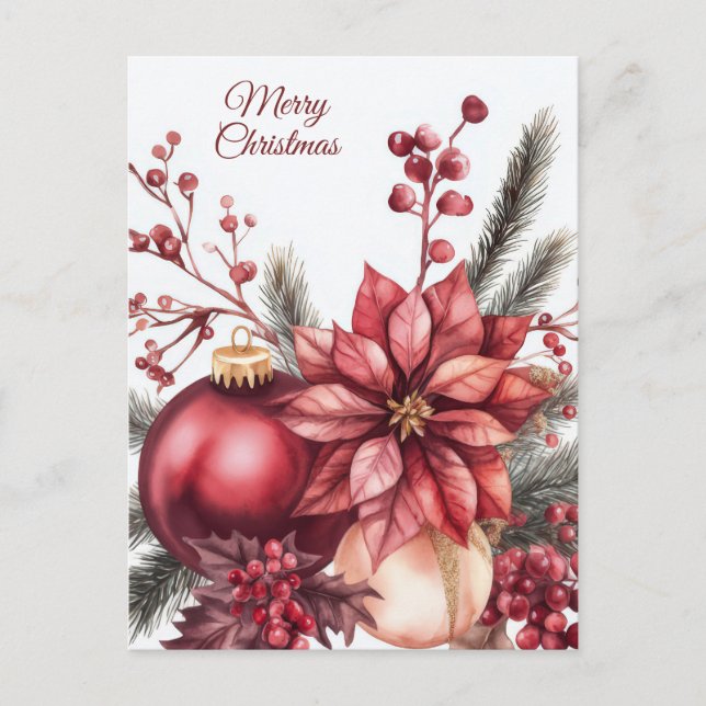 Postal Cartão de Boas Festas de Natal com Grinalda Festiv (Frente)