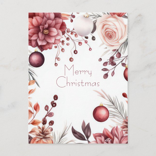 Postal Cartão de Boas Festas de Natal com Grinalda Festiv (Frente)