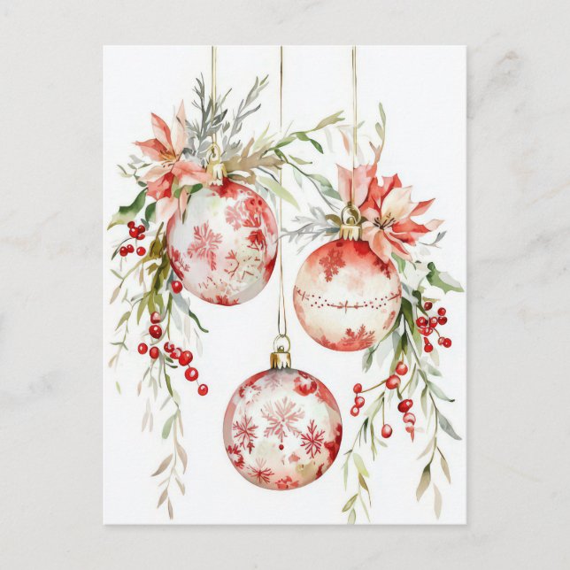 Postal Cartão de Boas Festas de Natal com Grinalda Festiv (Frente)