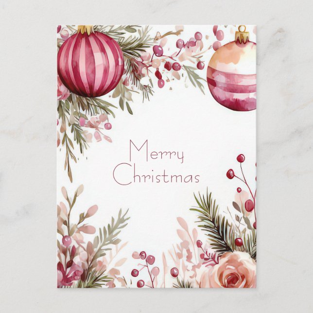 Postal Cartão de Boas Festas de Natal com Grinalda Festiv (Frente)