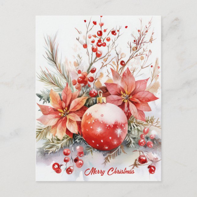 Postal Cartão de Boas Festas de Natal com Grinalda Festiv (Frente)