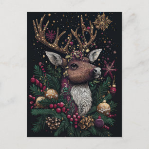Postal Cartão de Boas Festas de Natal com Rena