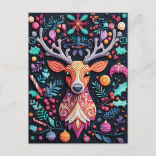 Postal Cartão de Boas Festas de Natal com Rena