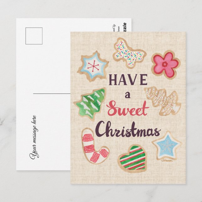 Postal Cartão de Boas Festas de Natal Doce (Frente/Verso)