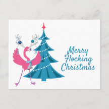 Cartão de Boas Festas de Natal Engraçado Flamingo