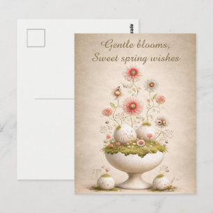 Postal Cartão de Boas Festas de Páscoa Floral Suave Prima